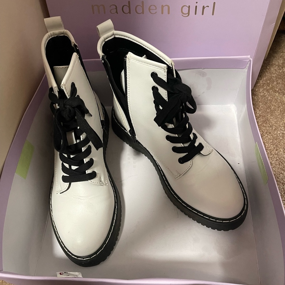 Madden girl white boots